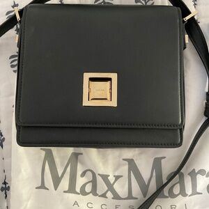 Max Mara fold over top leather cross body bag